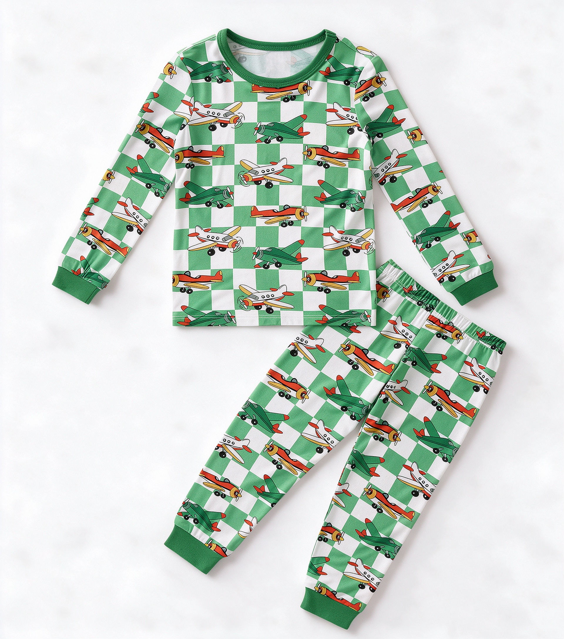 Kids Bamboo Fiber Checkered Pajama Set
